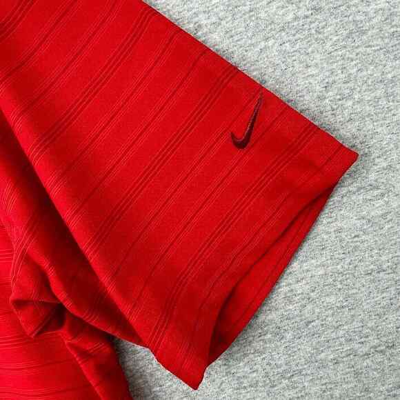 Nike Golf Shirt Mens Medium Red Polo Short Sleeve Fit Dry Collar Logo - Picture 3 of 12